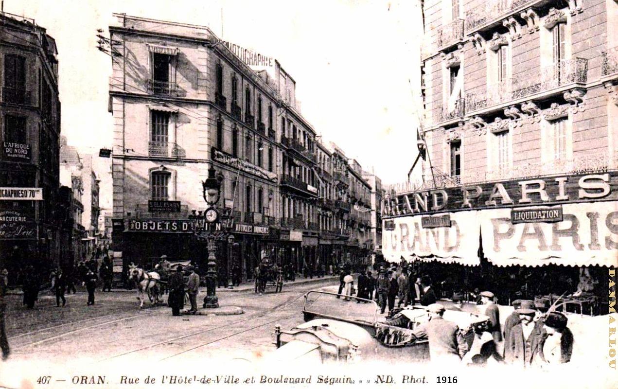 Oran - Rue de l'Hotel de Ville et Boulevard Seguin -1916.jpg